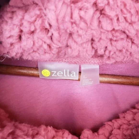 NWT Zella pink faux Shearling pullover hoodie Size Large - Picture 8 of 9